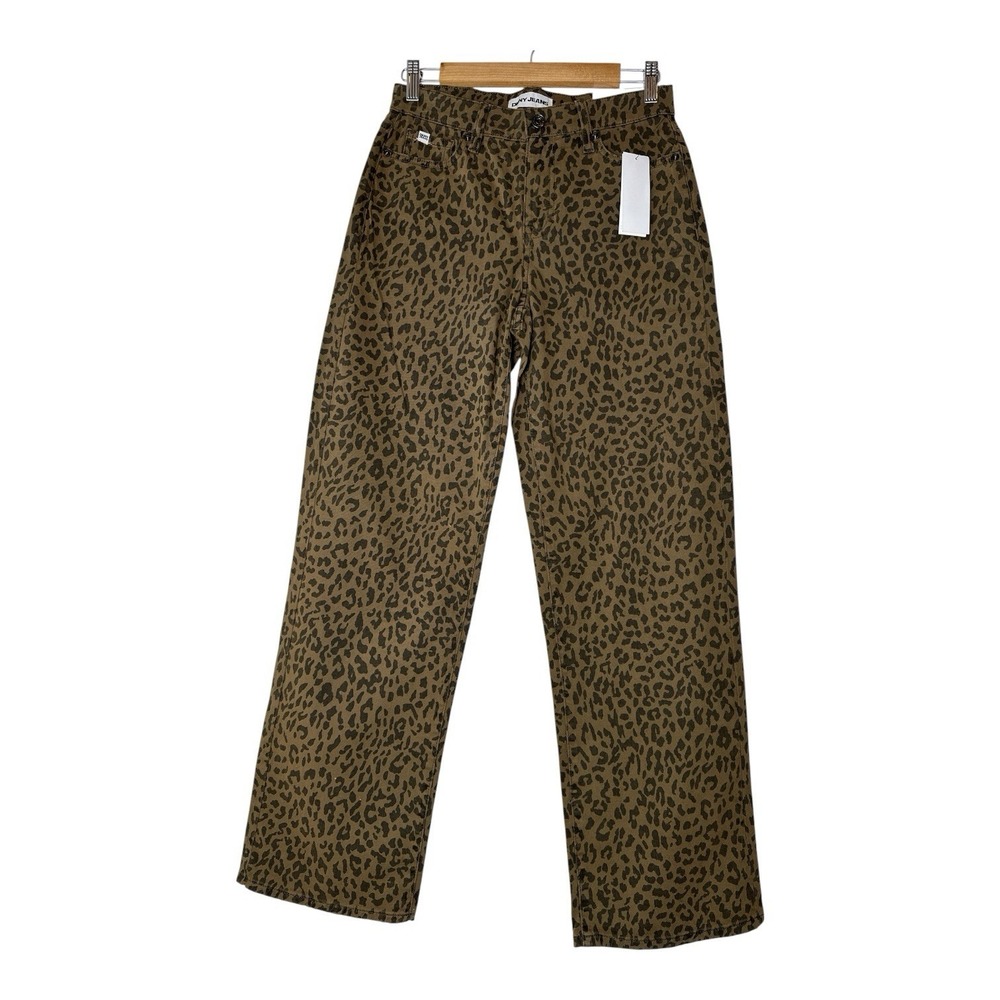 New DKNY Jeans Women's Size 25 Relaxed Straight Leopard Print Mid Rise